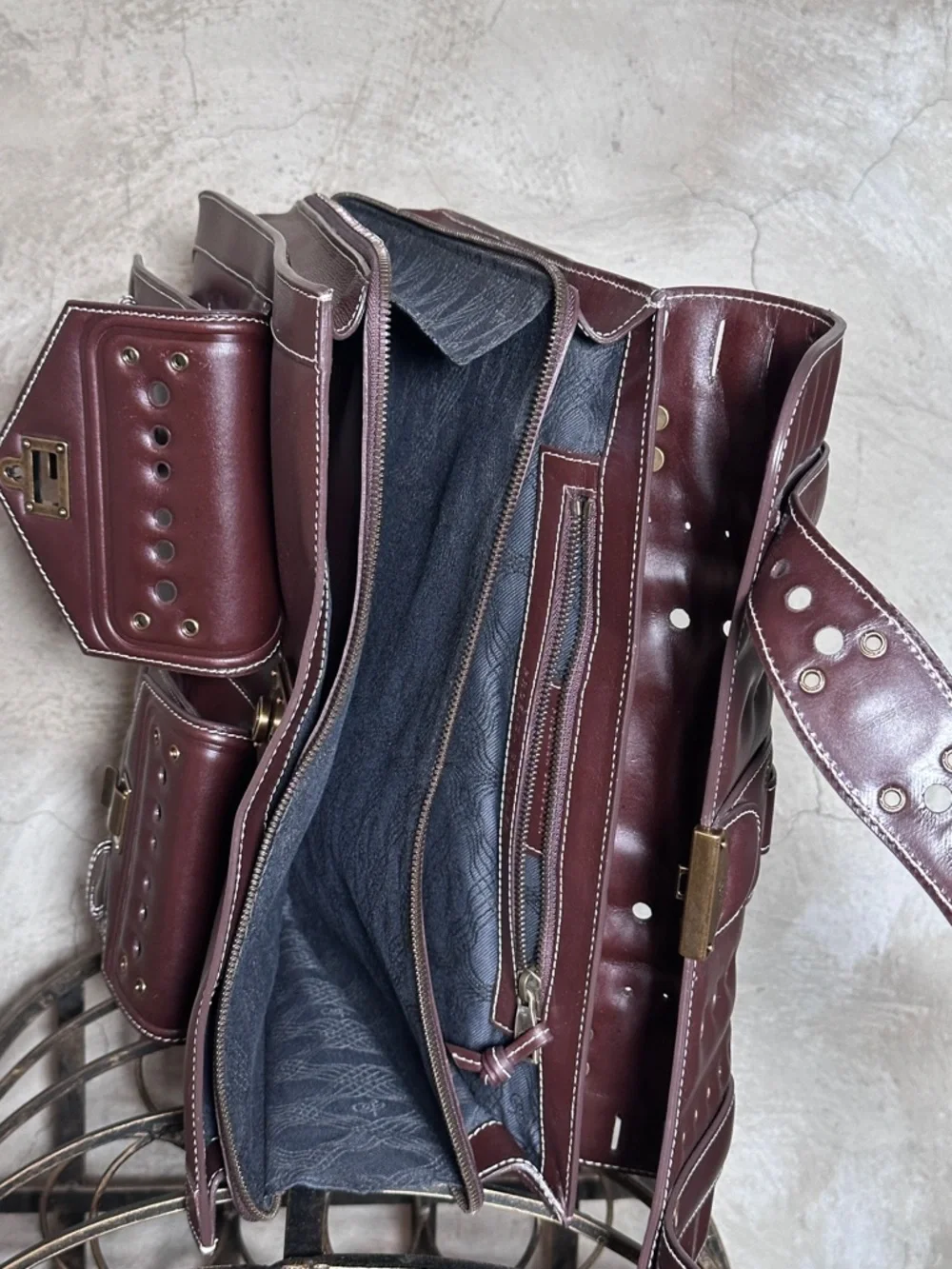 Proenza Schouler PS1 Satchel Brown Leather Messenger Bag Crossbody Y2K